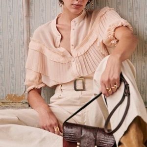 Sezane Tomette blouse in pale pink in size 34 / us size 2